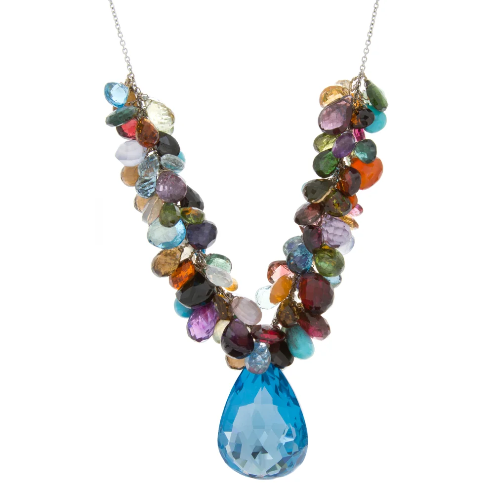 18k WG London Blue Topaz and Multi-Gem Necklace