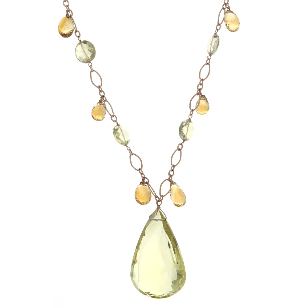 18k RG Citrine and Lemon Citrine Necklace