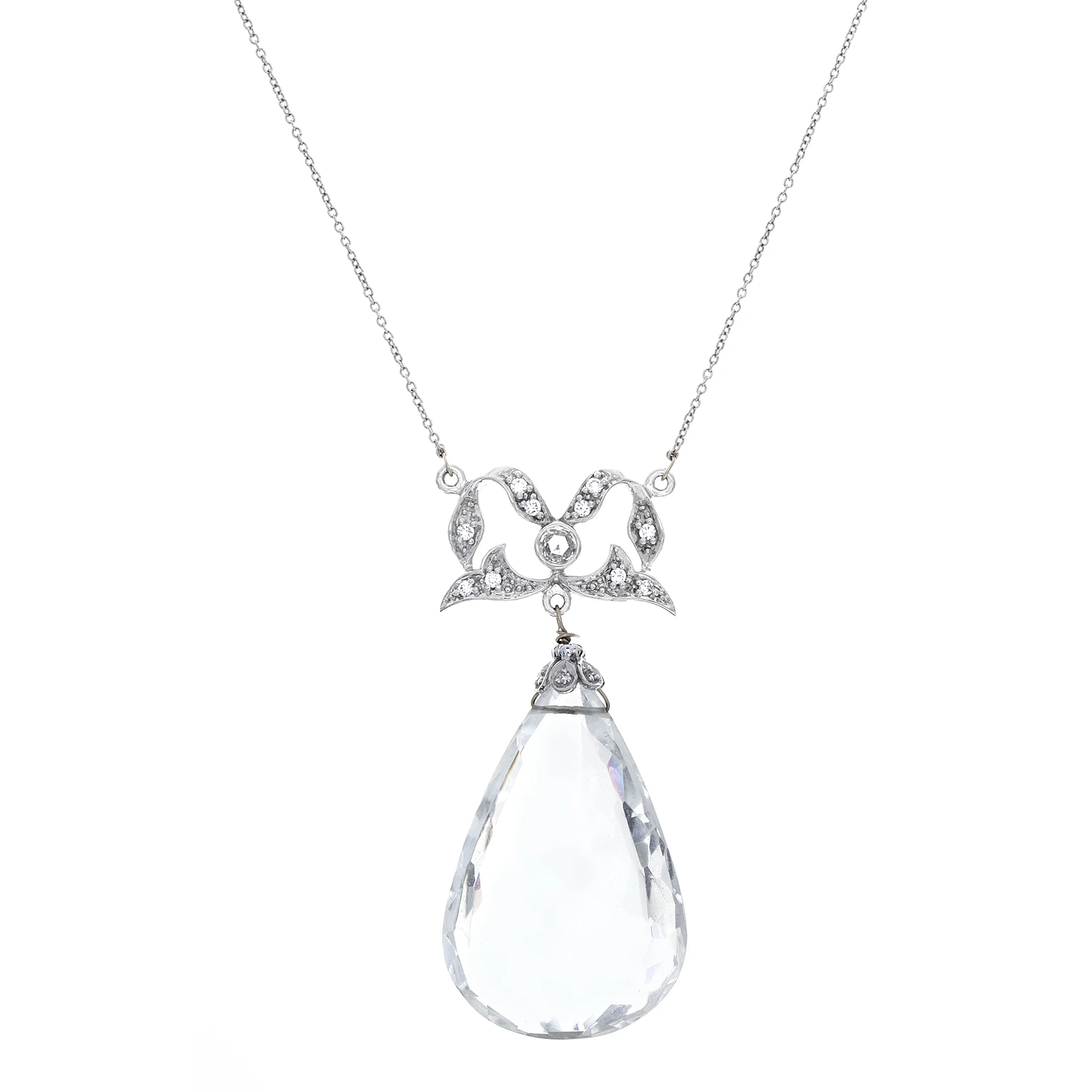 18k WG White Topaz and Diamond Necklace