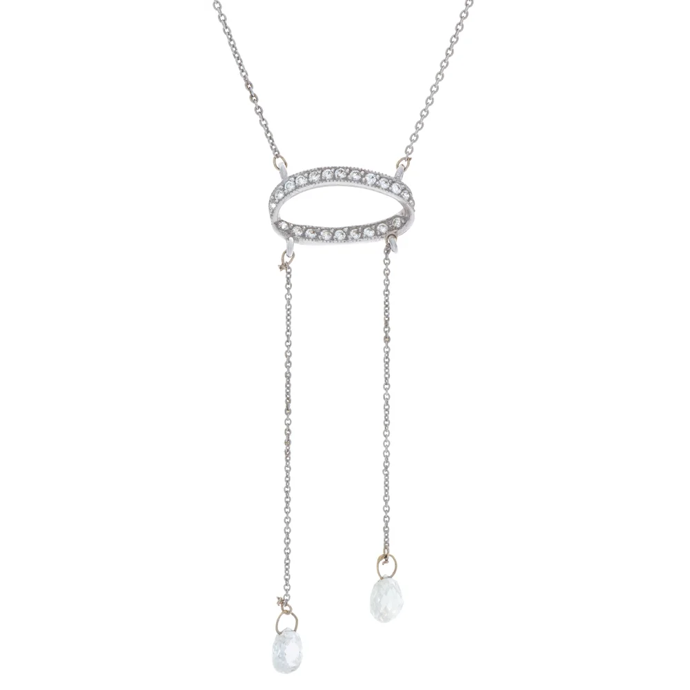 18k WG Diamond Halo Necklace