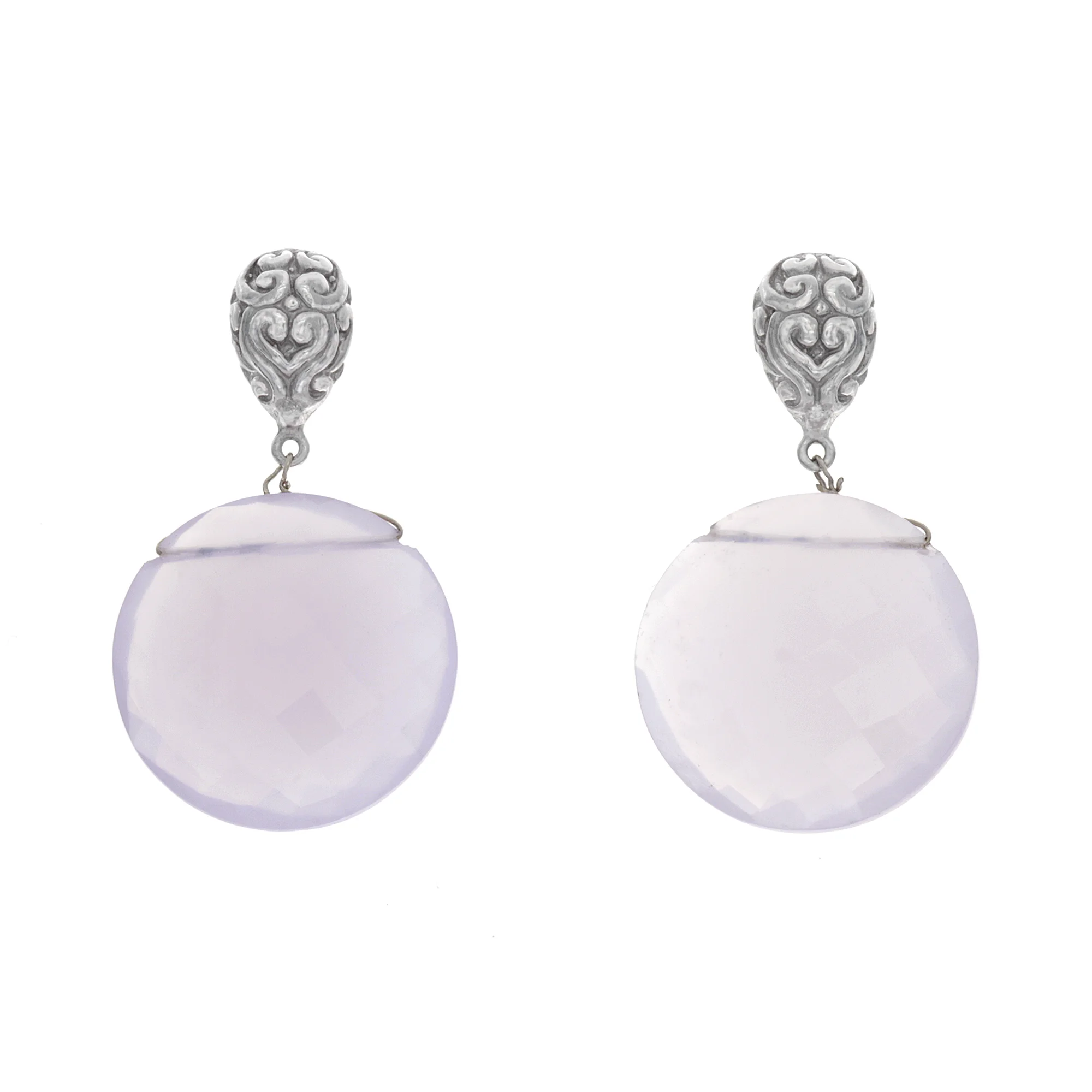 18k WG Lilac Calcedony Earringsa