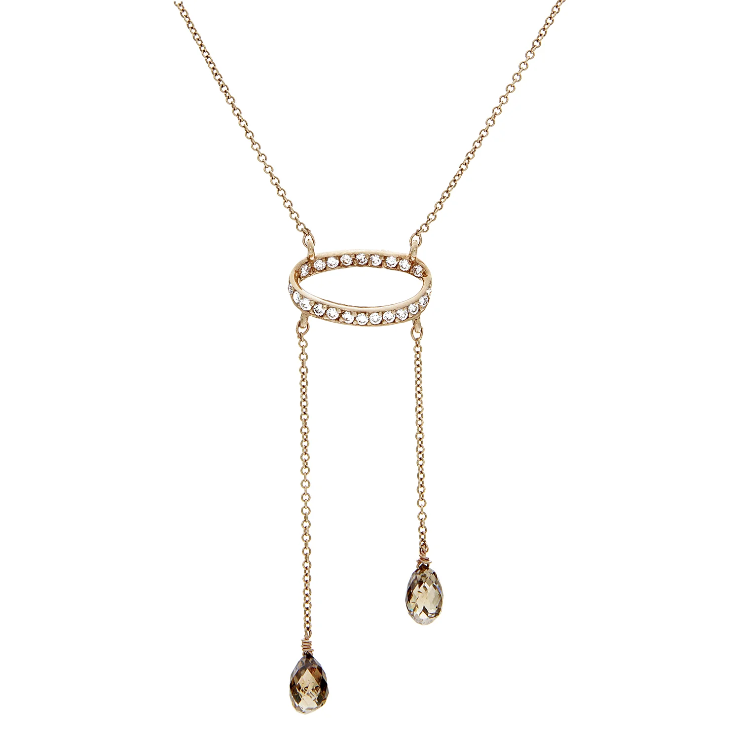 18k RG Champagne Diamond White Diamond Halo Necklace