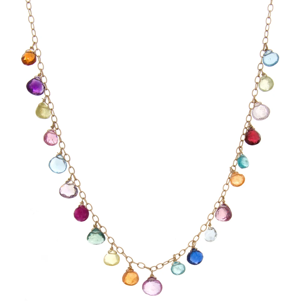 18k YG Multi-Gem Stone Necklace