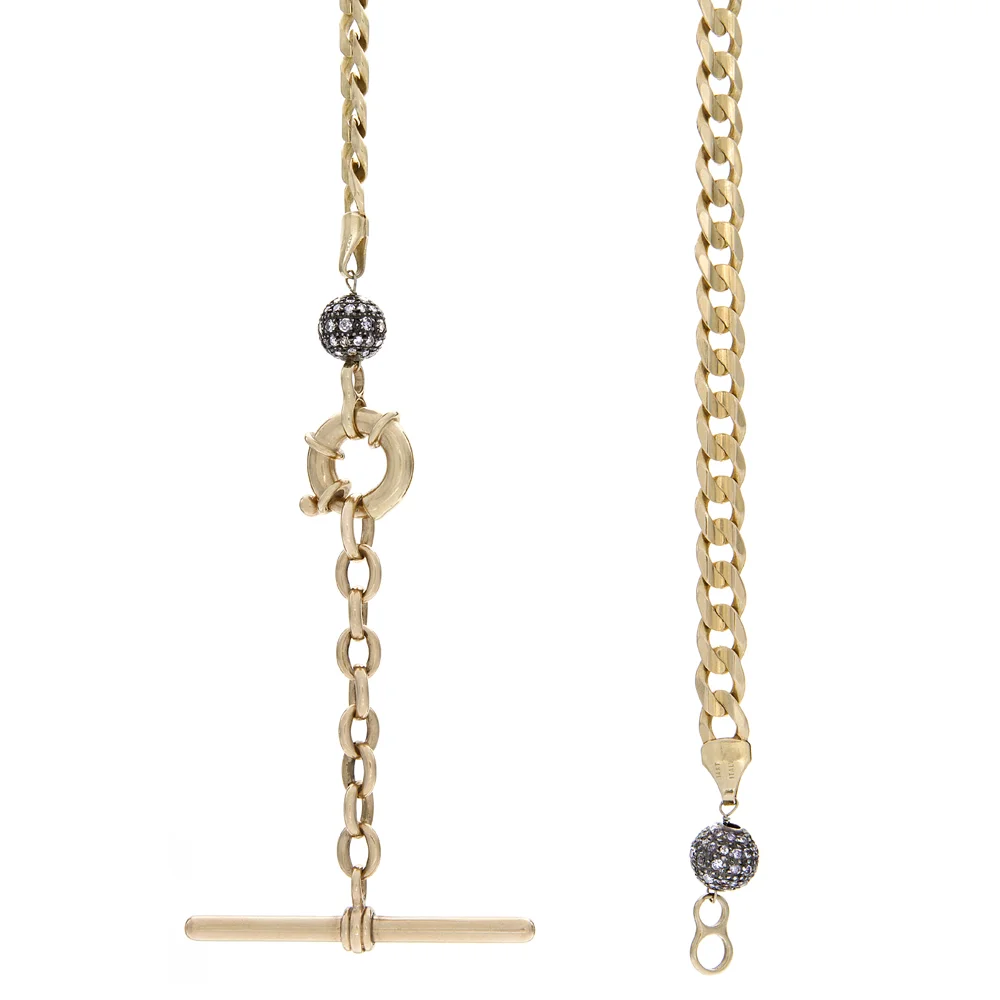 18k YG Watch Chain, Champagne Diamond Necklace