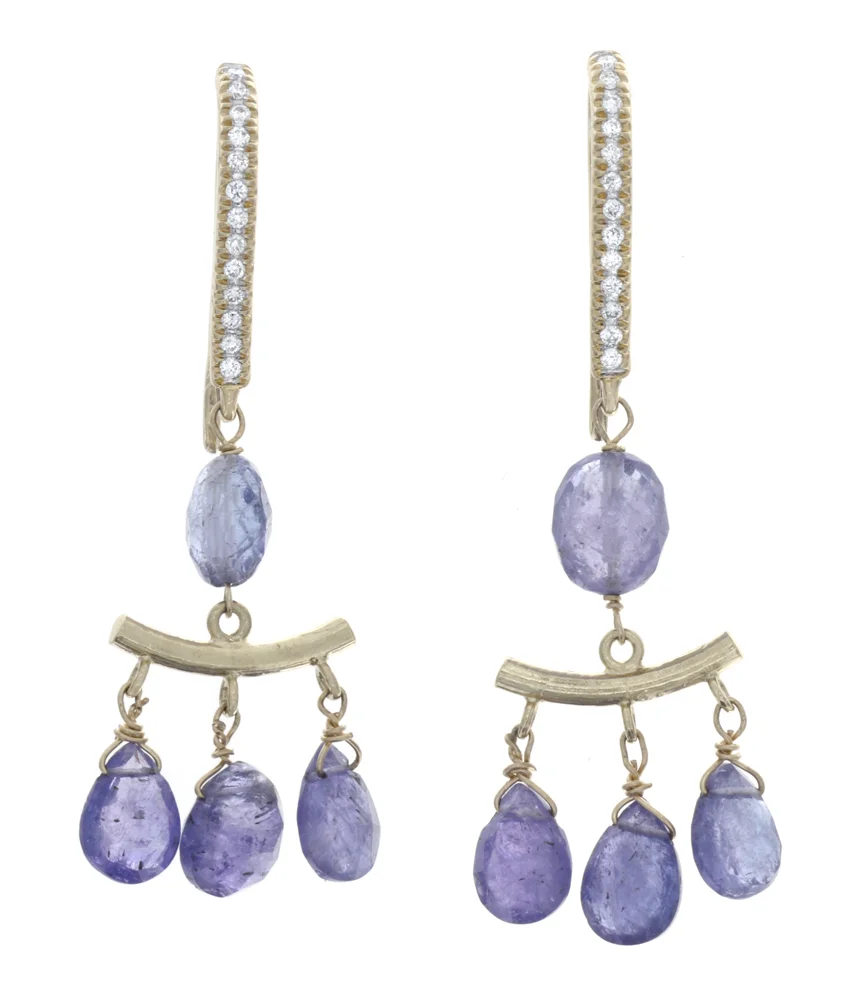 18k YG Tanzanite and Diamond Earrings