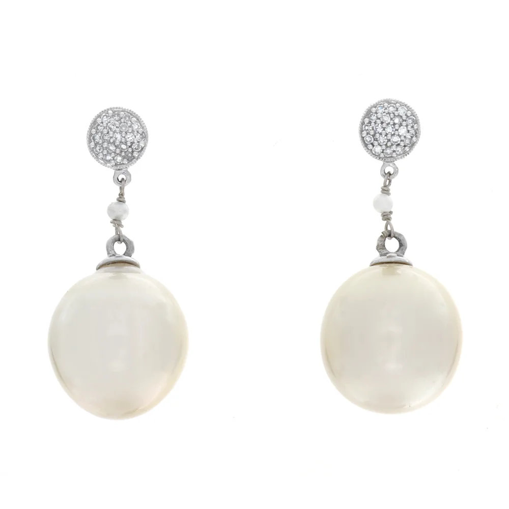 18k WG Golden Tahitian Pearl and Diamond Earrings