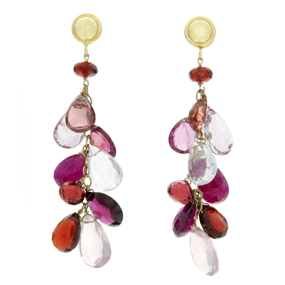 20k YG Multi-Gem Earrings