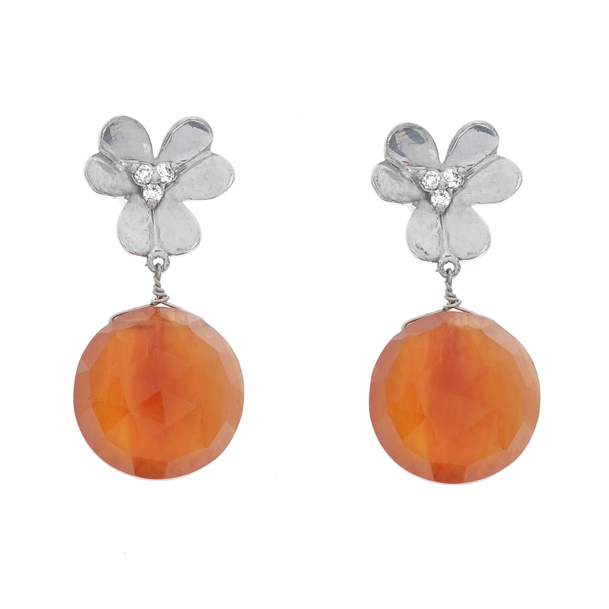 18k WG Carnelian and Diamonds Earrings