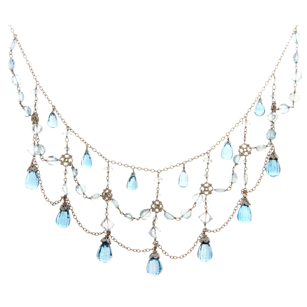 18k WG London Blue Topaz with Aquamarine Princess Necklace
