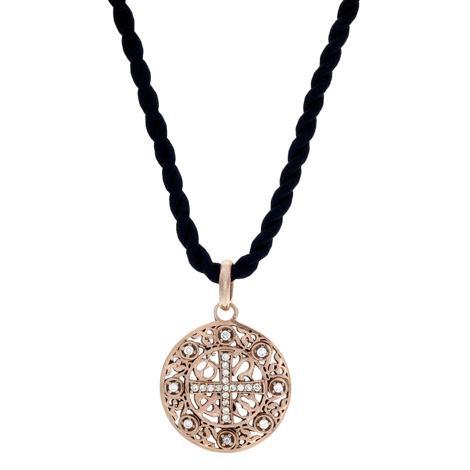 18k RG Diamonds Charm/Cross/Bezel Set