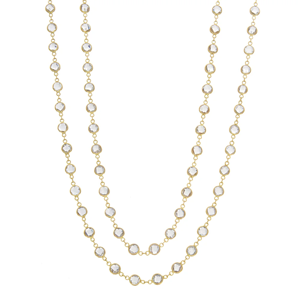 18k YG Bezel Set White Topaz Necklace