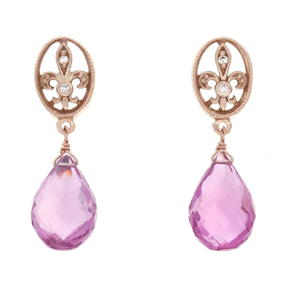 18k RG Pink Tourmaline and Diamond Earring