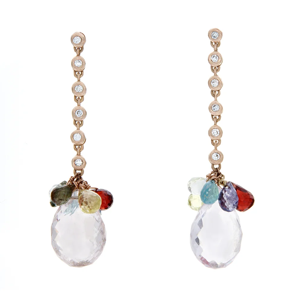 18k RG Pink Morganite, Sapphire Earring