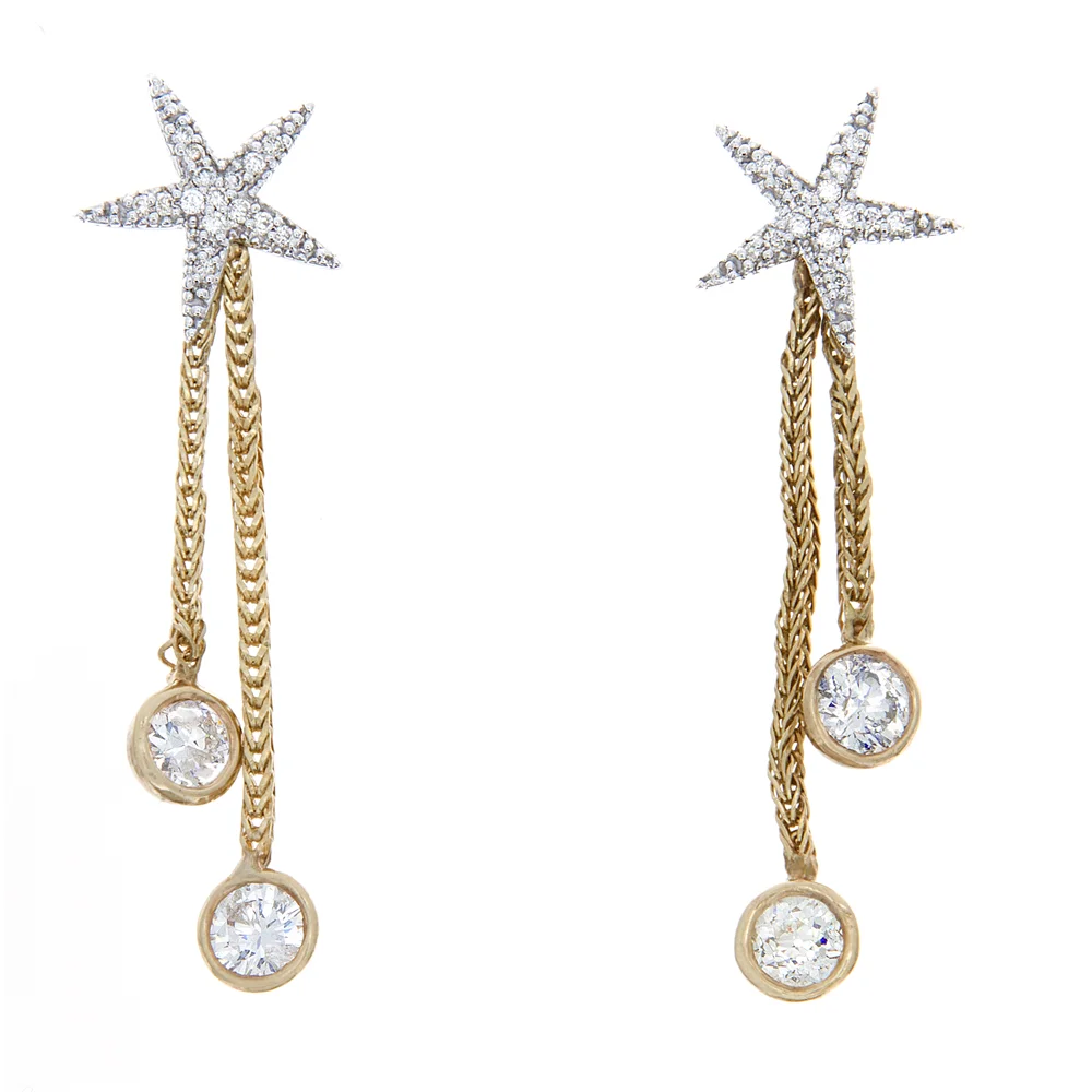 18k YG and WG Bezel Set Diamond with WG Diamond Star Stud