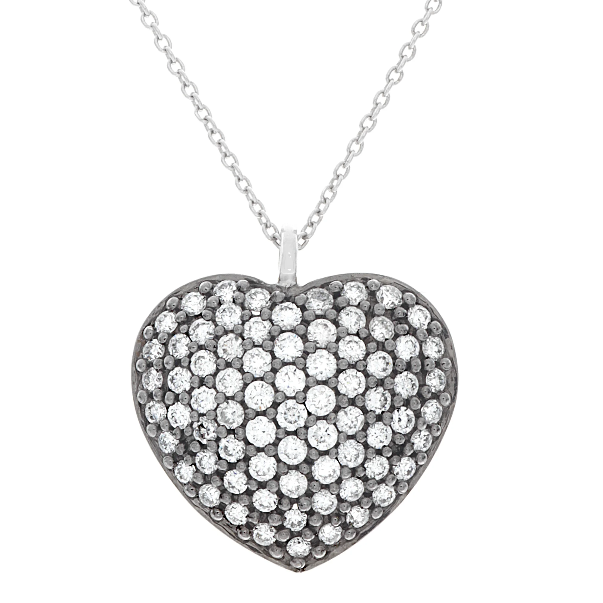 18k Oxidized Heart Pendant with Diamonds