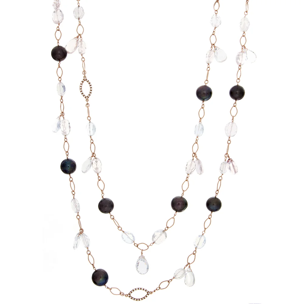 14-18K Yellow Gold, Black Tourmaline 4-1 Necklace