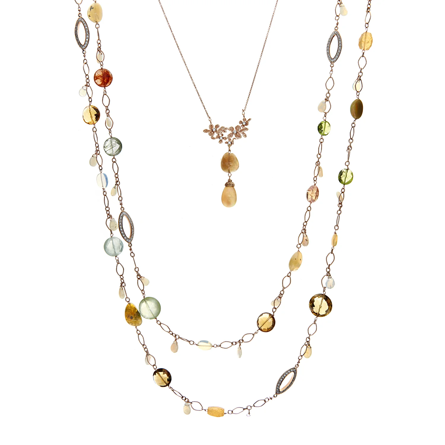 Single Drop 18K Yellow Gold, Opal Drop Necklace, 14-22K Yellow Gold 4-1 Necklace
