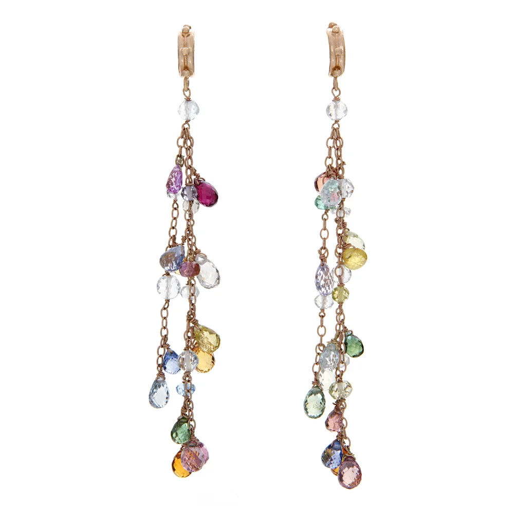 18k RG Colored Sapphires Earrings