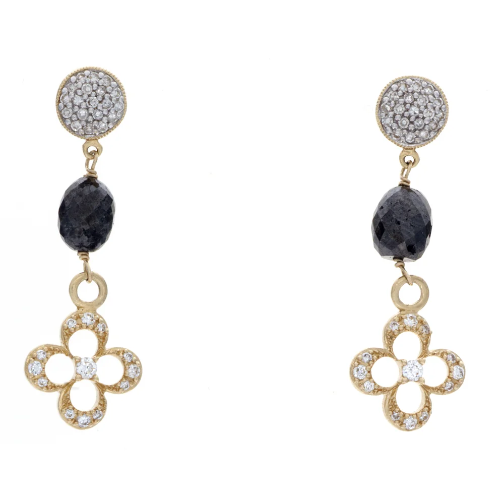 18k YG Black Diamonds Earrings