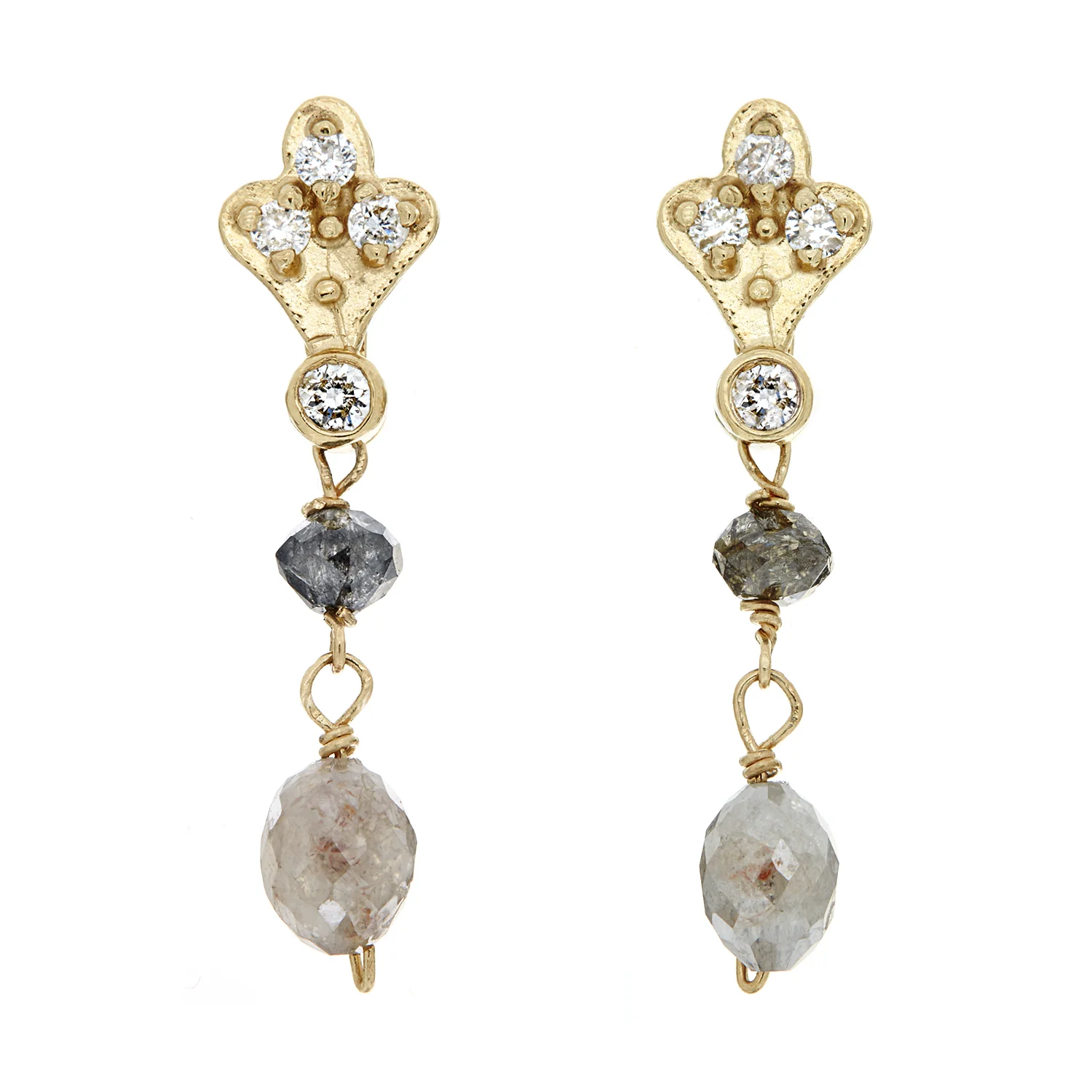 18k YG White and Colored Diamond Beads