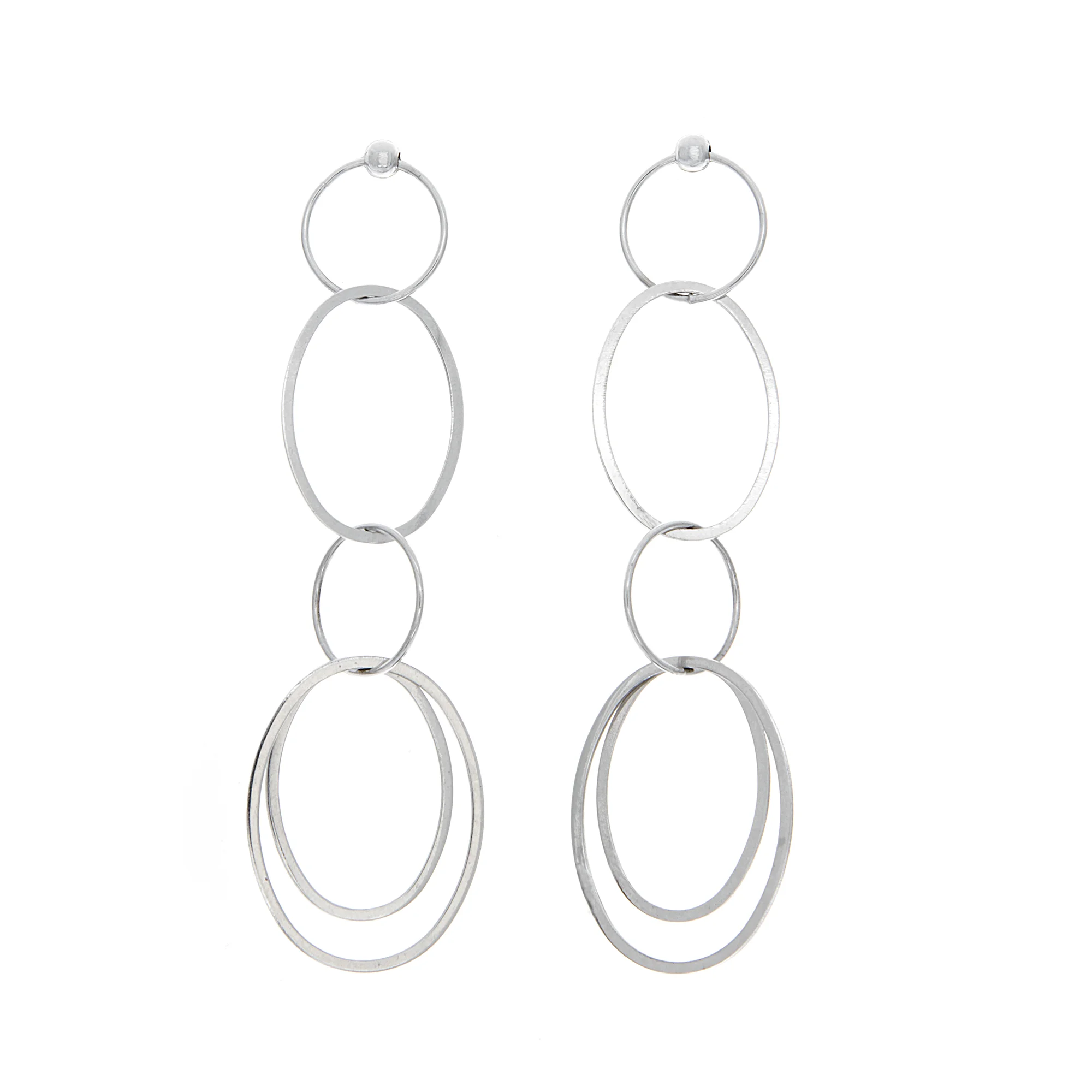 18K white Italian Gold Concentric Hoop Earrings