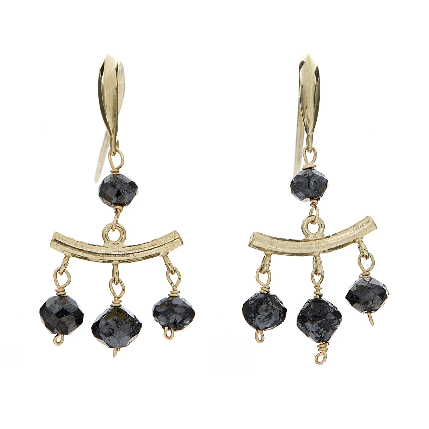 18k Yellow Gold with Black Diamonds