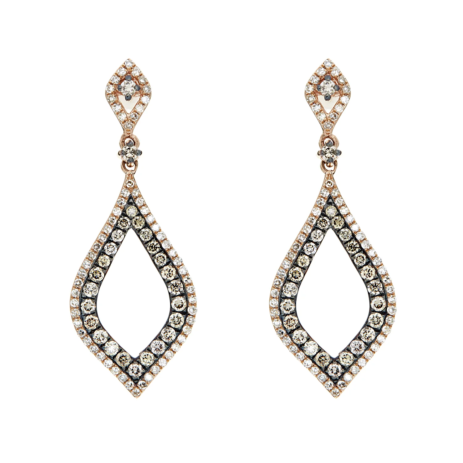 14k RG Champagne Diamond Earrings