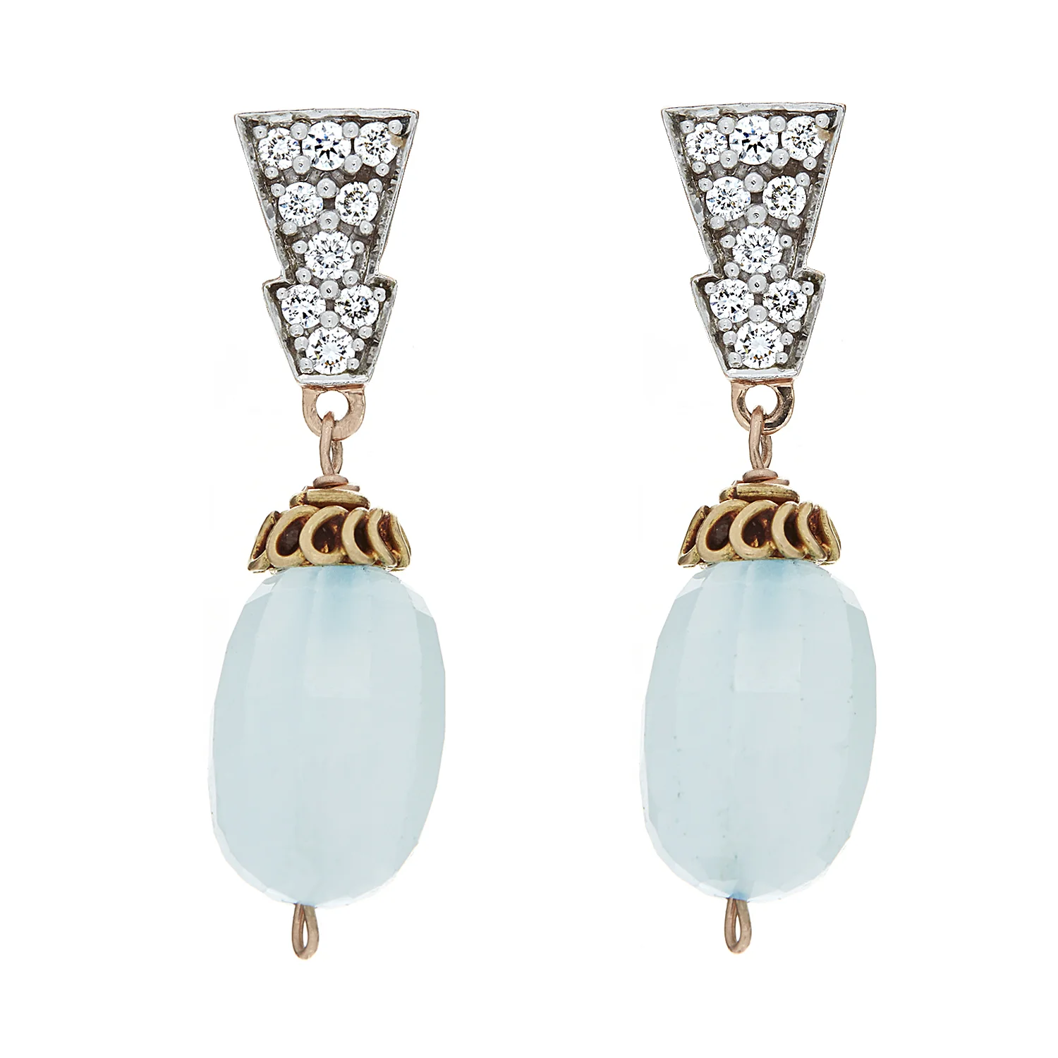 18-20k YG Peruvian Opal and Diamond Earrings