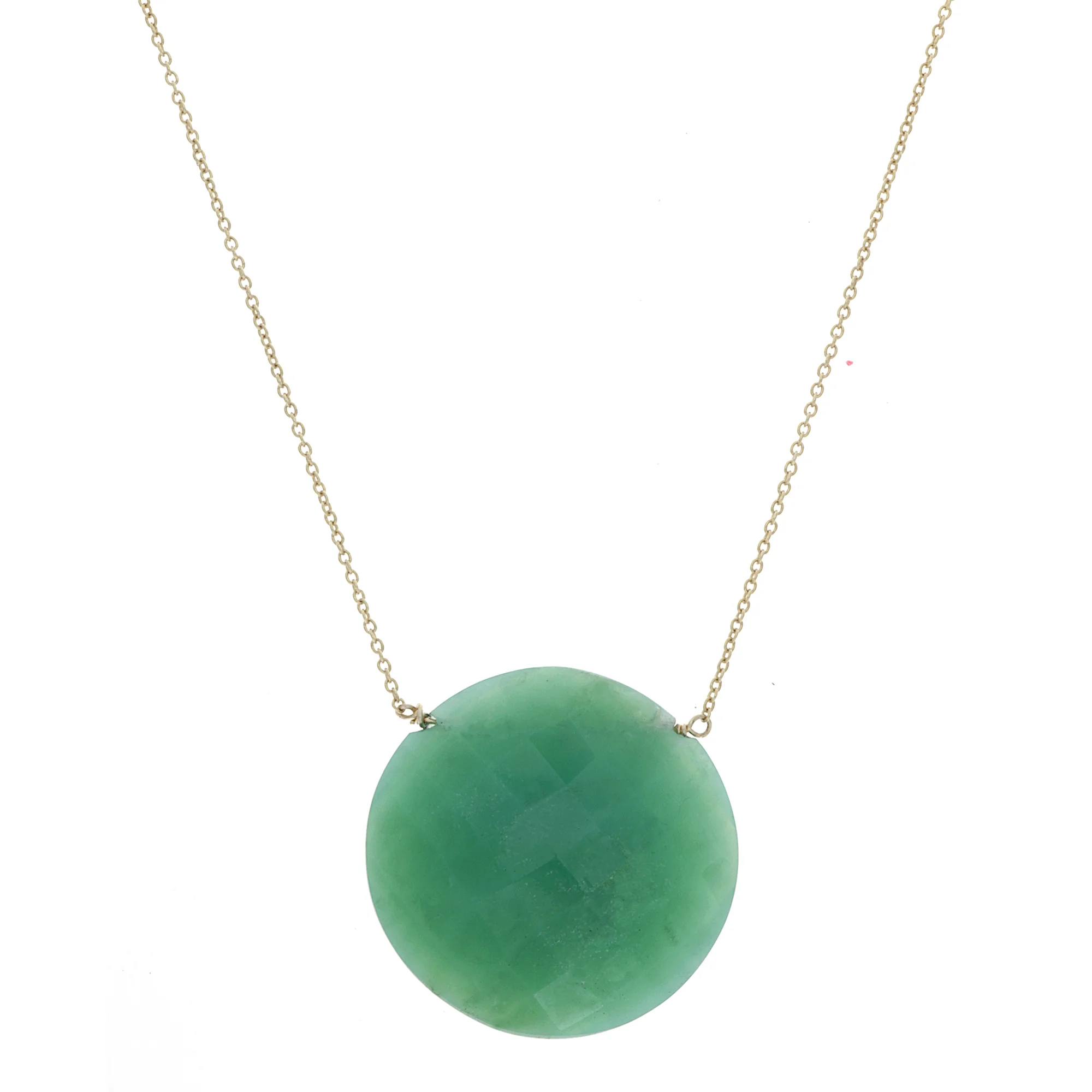 14k YG Chrysoprase Coin Necklace