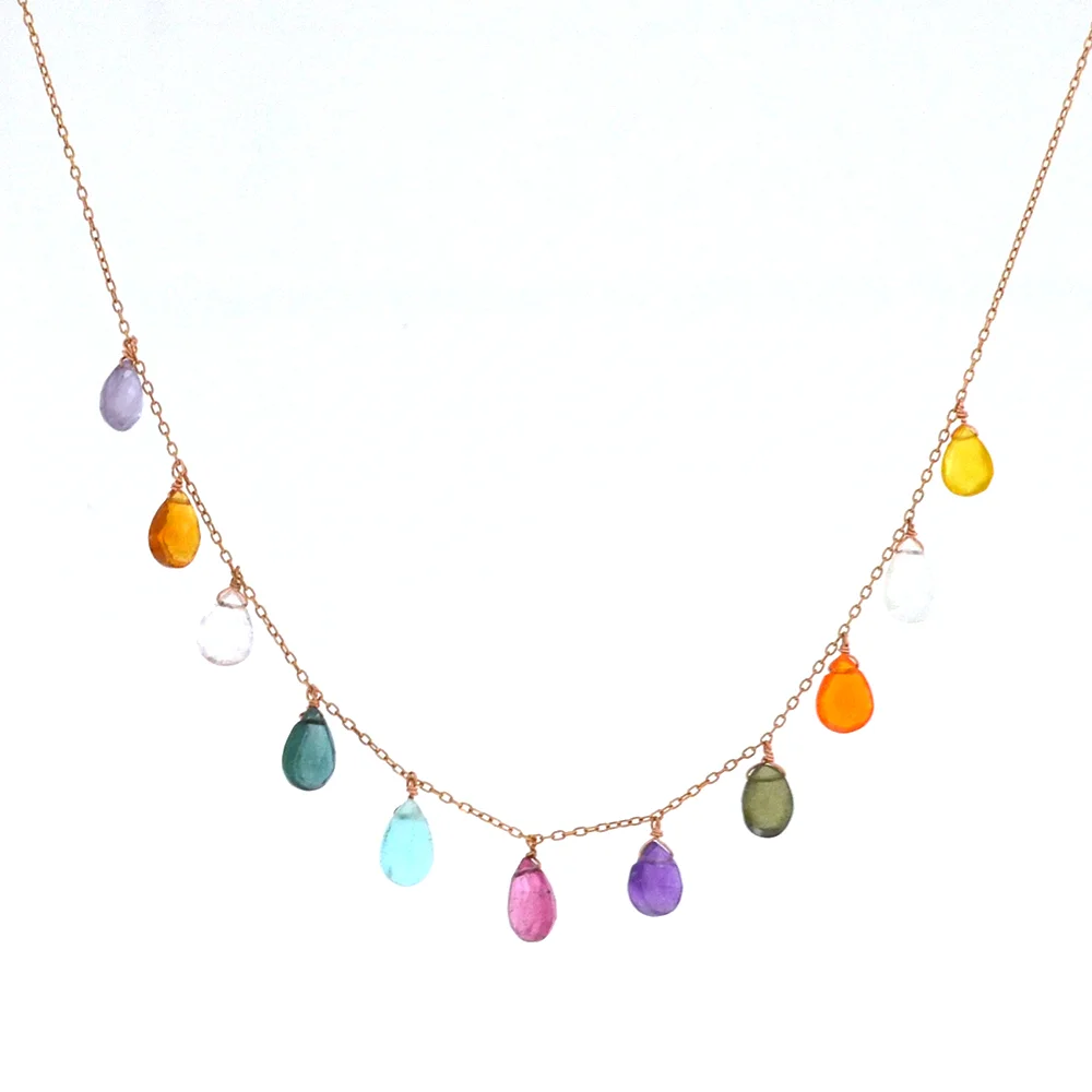 14K Rose Gold, Multi -colored Gemstones