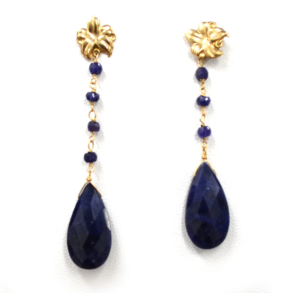 14k YG Black Spinel Earrings