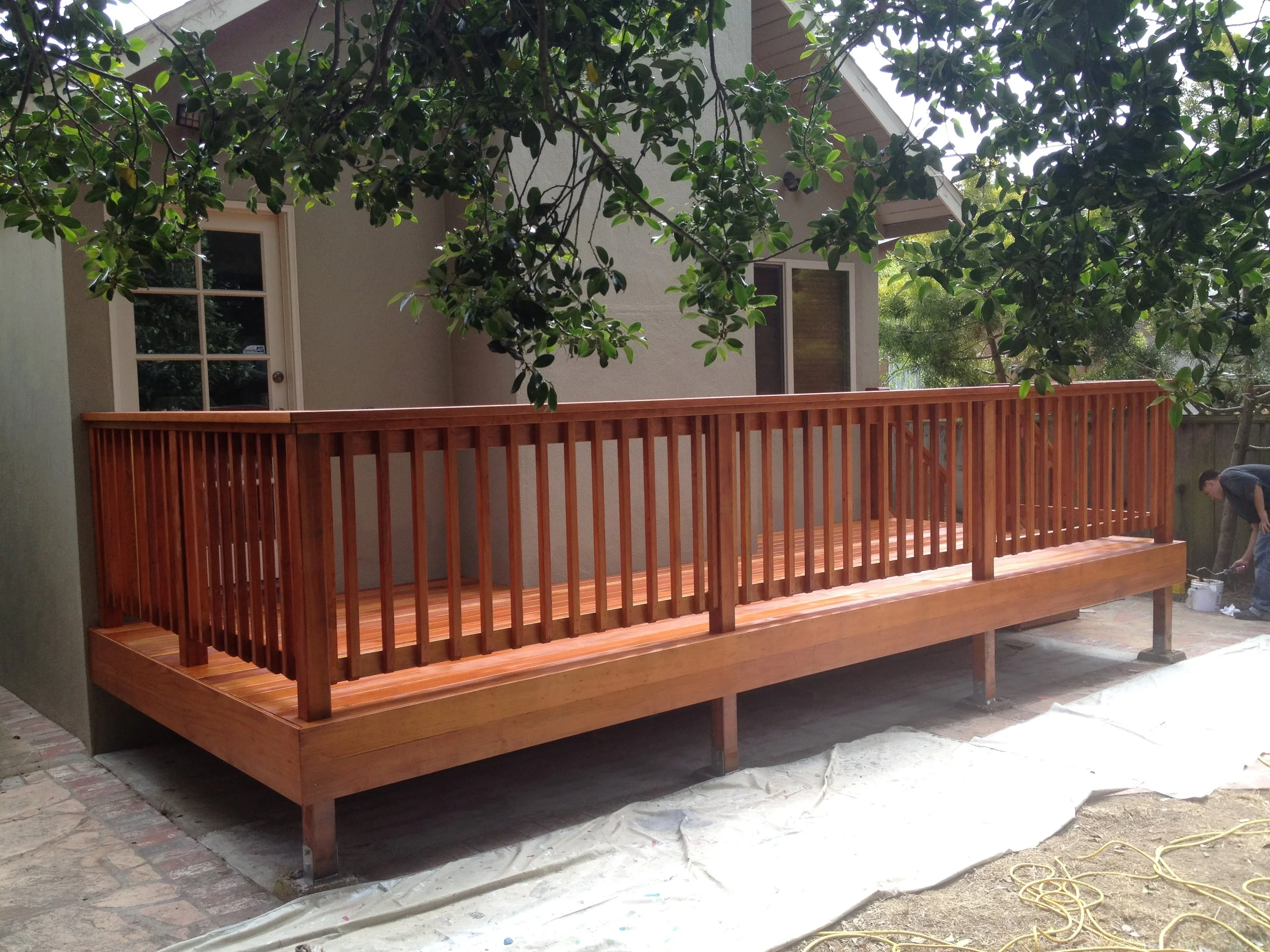 Clear heart redwood deck and handrails.