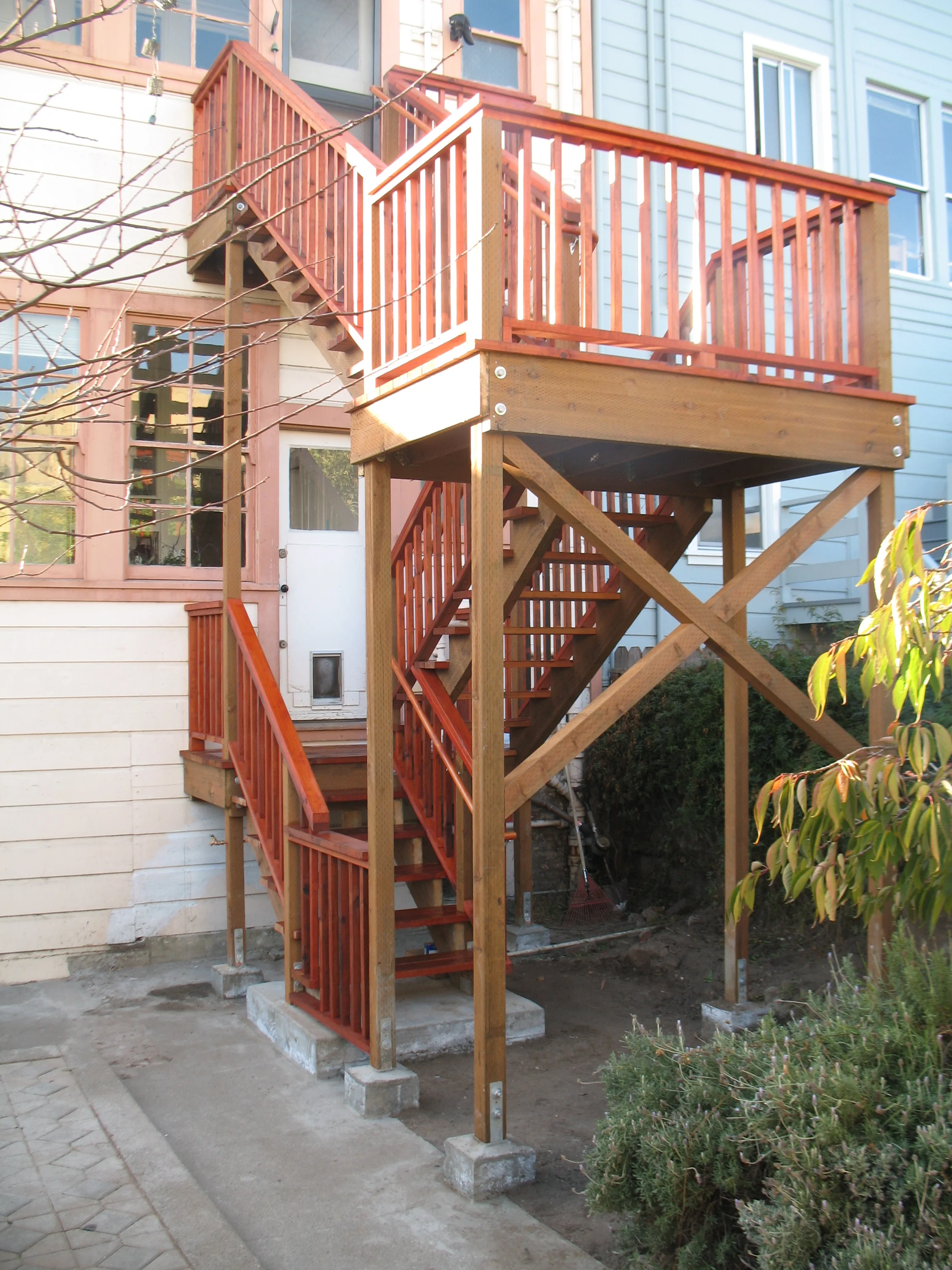Redwood staircase.
