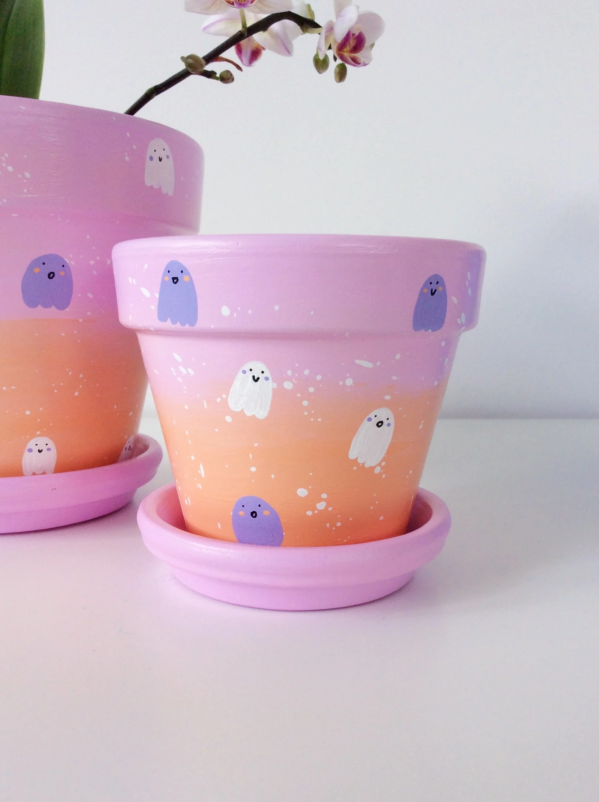 Cutie ghost hand-painted pot by Elle's Balcony Garden, Brisbane Australia