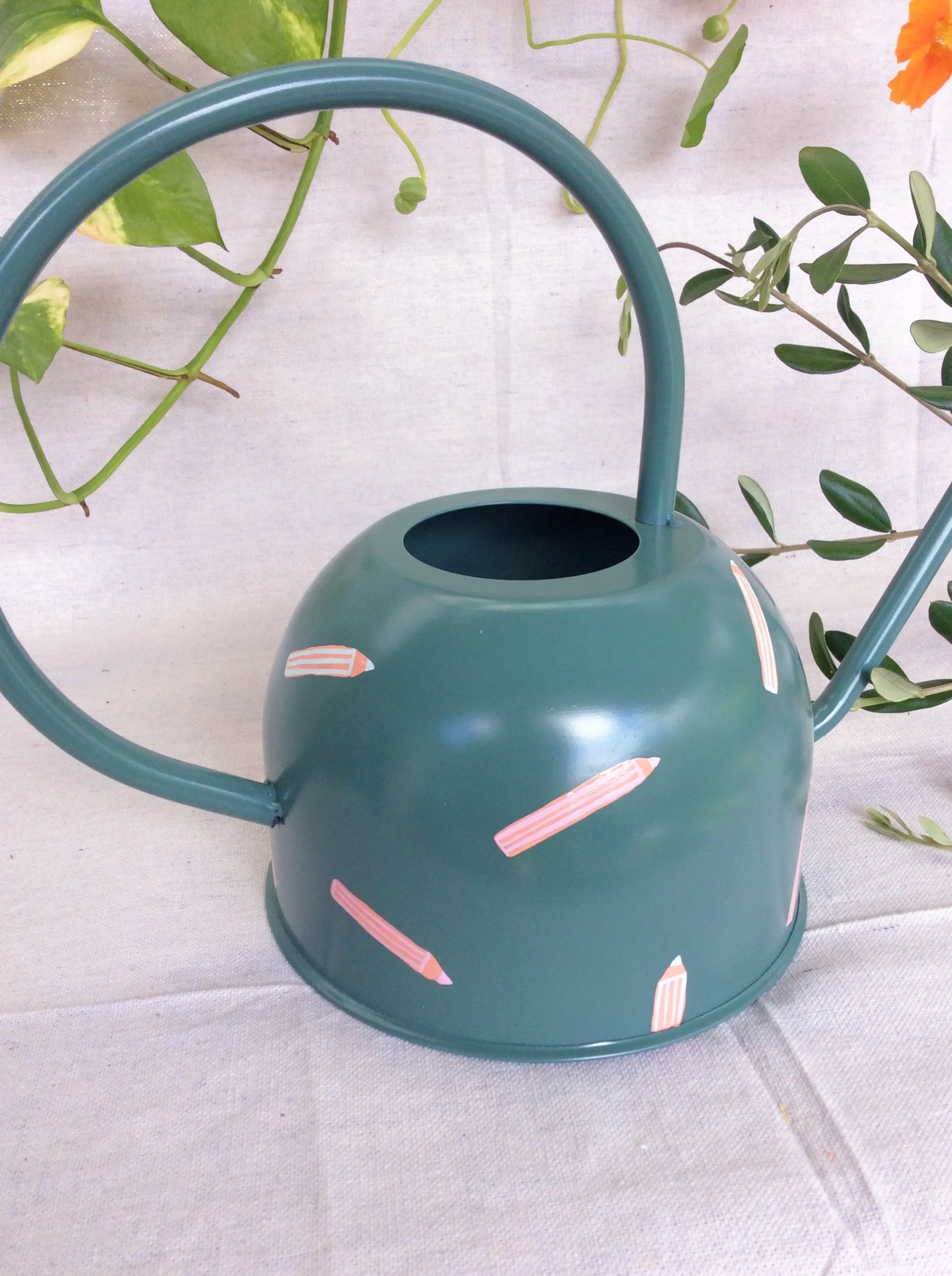 Pencil Watering Can - Hand-Painted by Elle's Balcony Garden