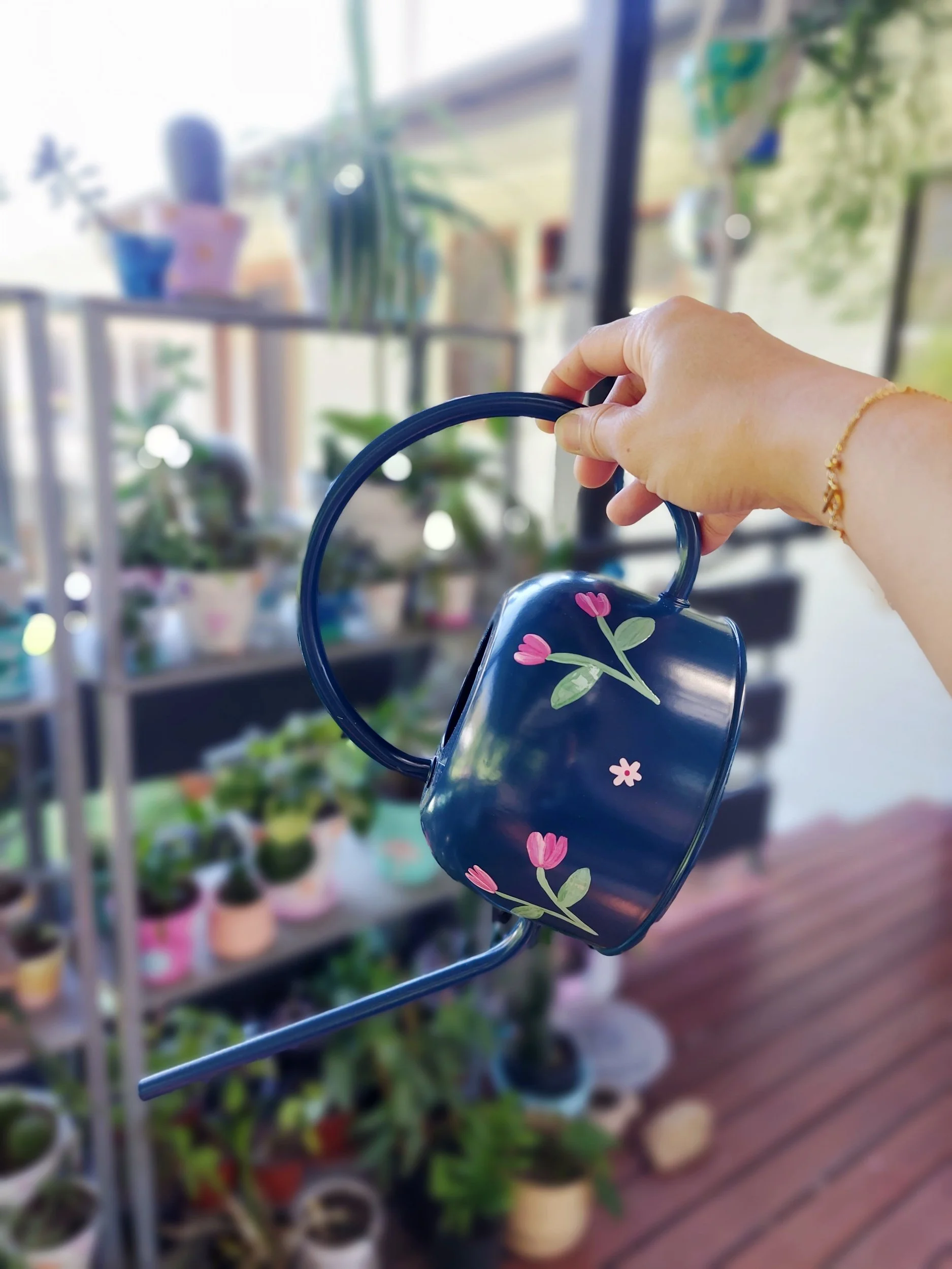 Tulip: Midnight Watering Can - Hand-painted by Elle in Brisbane Australia