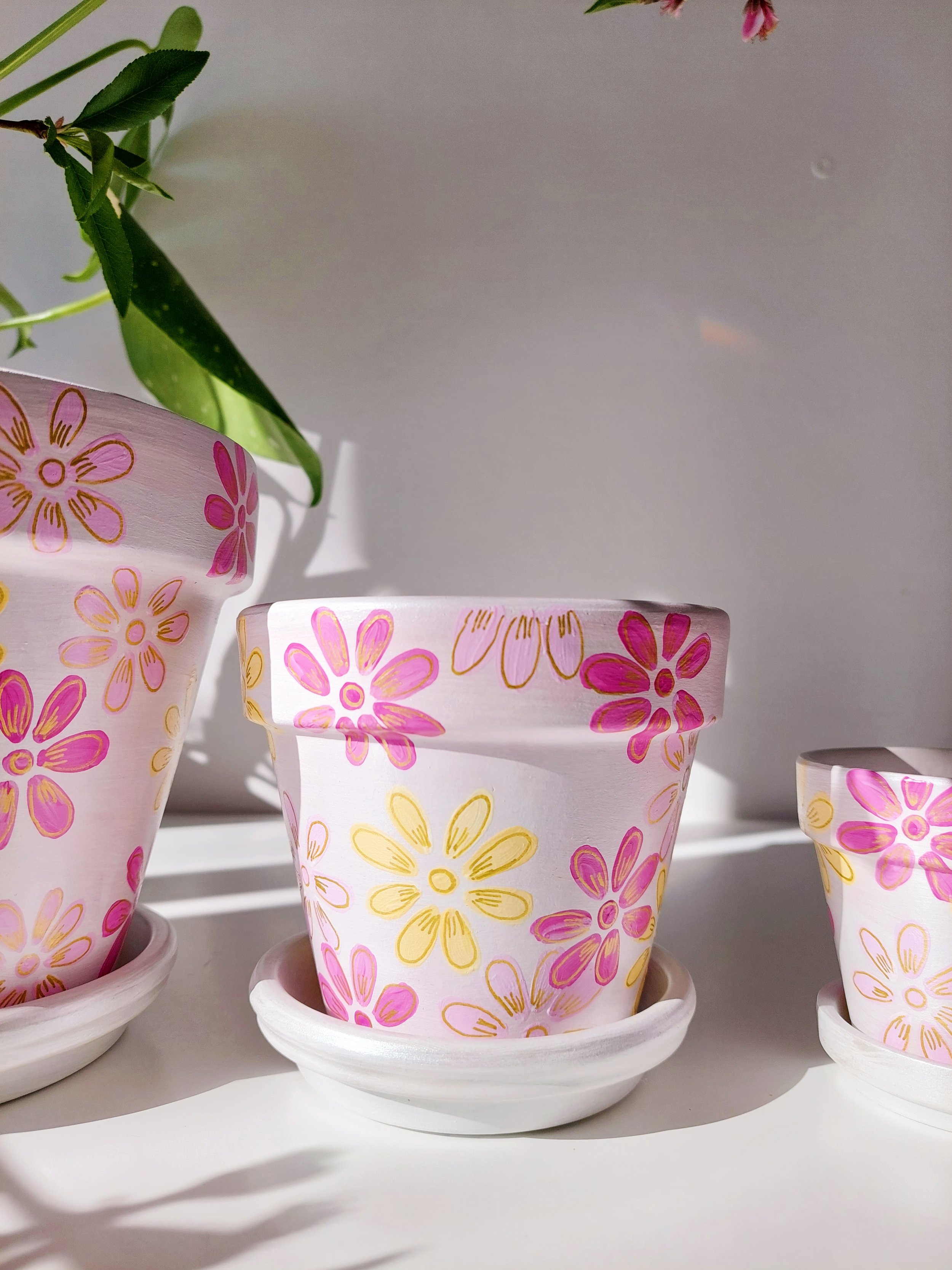 'REFRESH' Bloom Hand-painted pot by Elle's Balcony Garden in Brisbane Australia