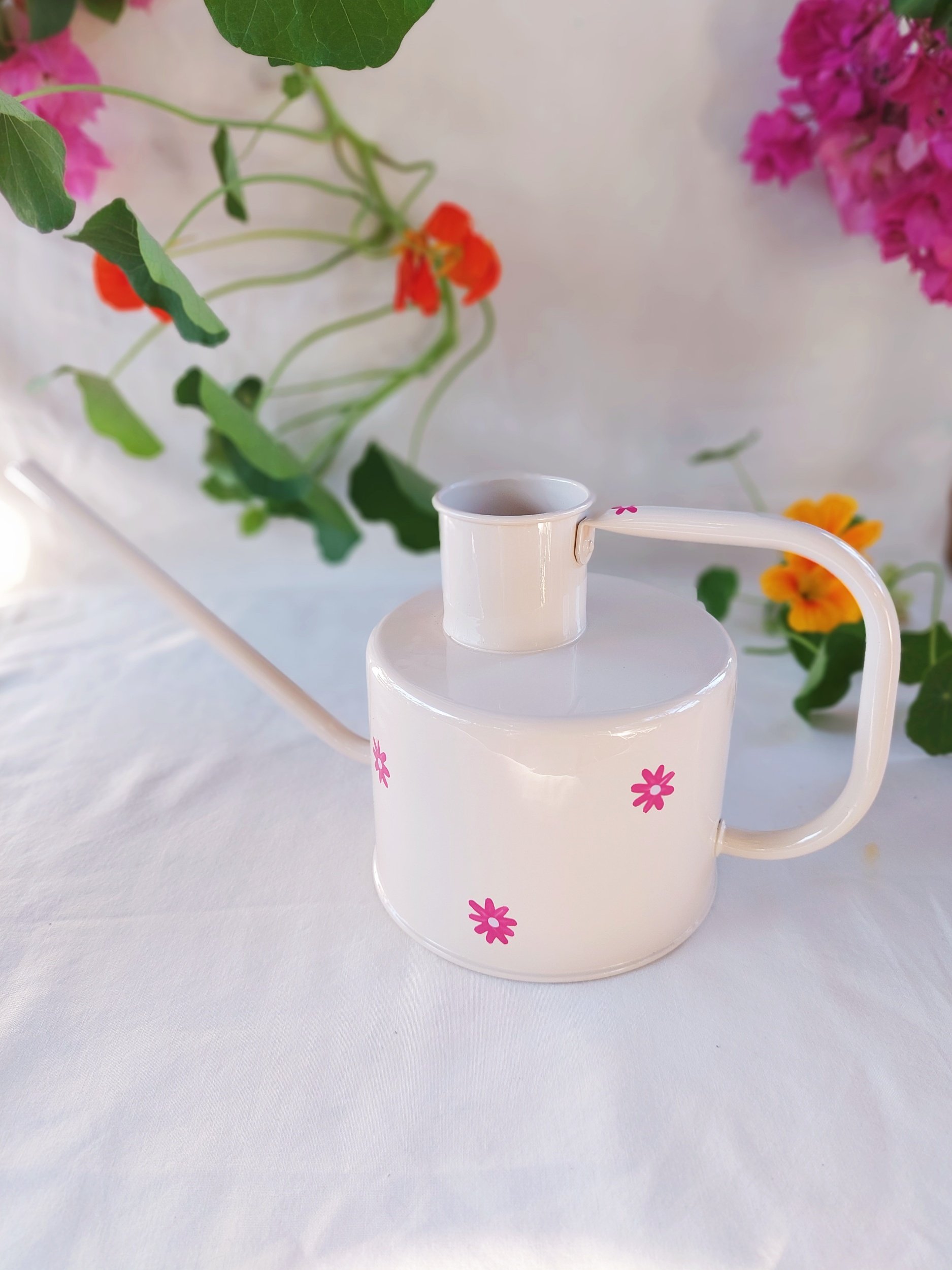 Florals and Cream Watering Can