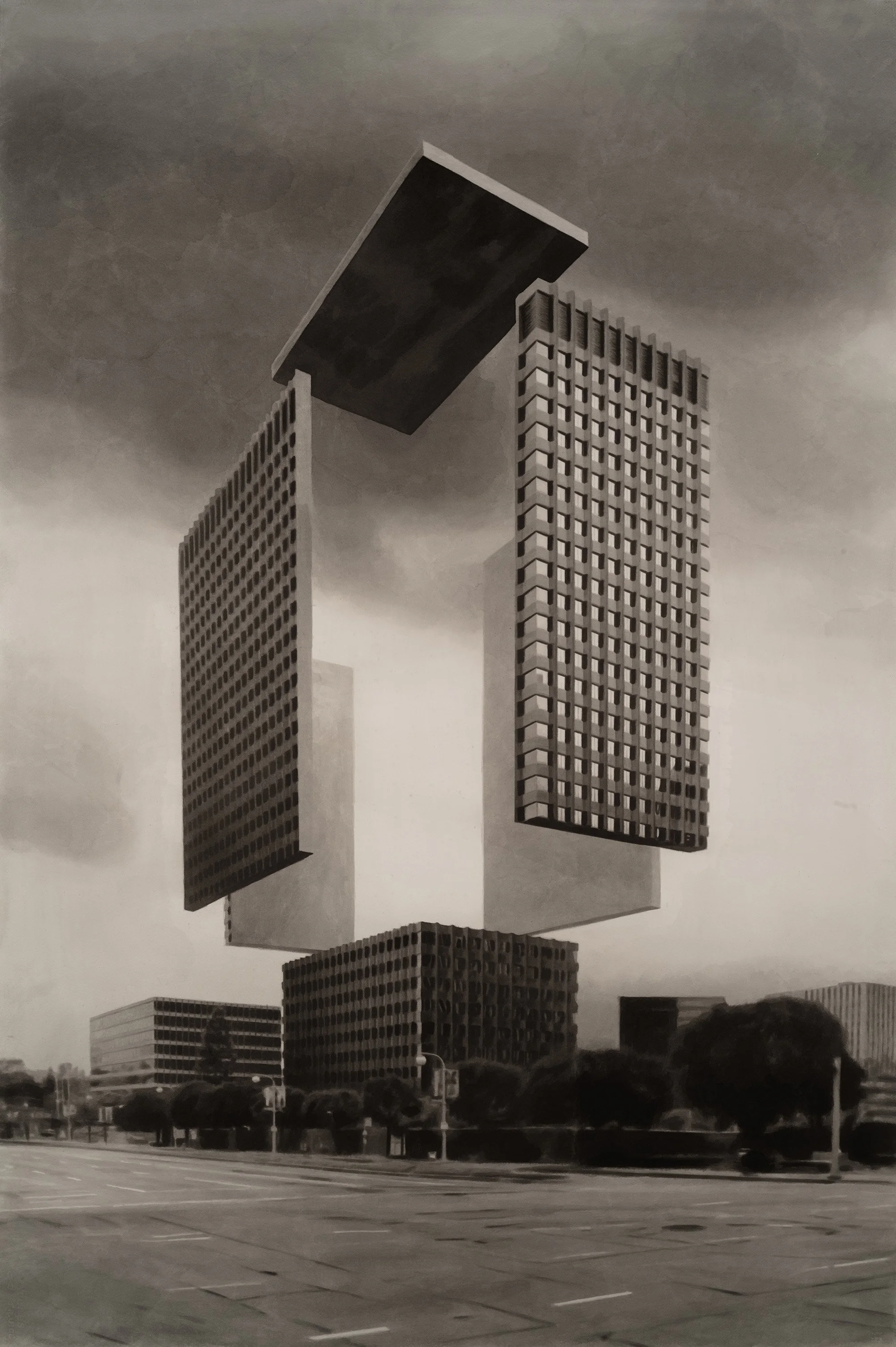 Andre konstruksjon II (2025), ink wash on paper