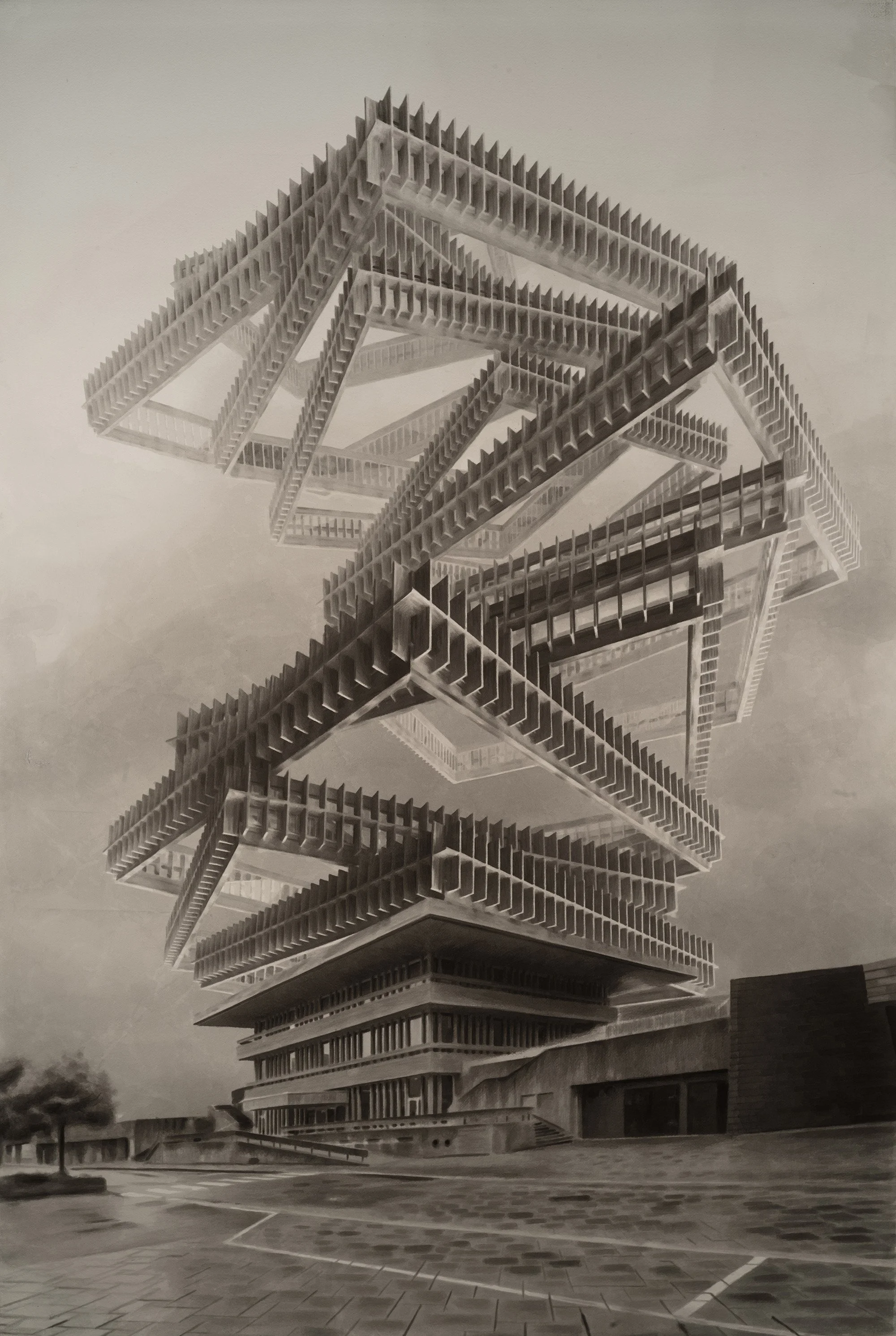 Den nye lyden I (2025), ink wash on paper
