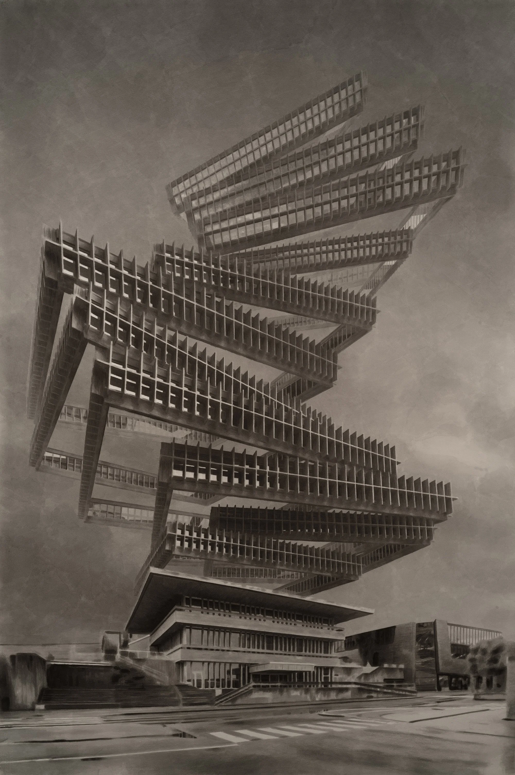 Den nye lyden II (2025), ink wash on paper
