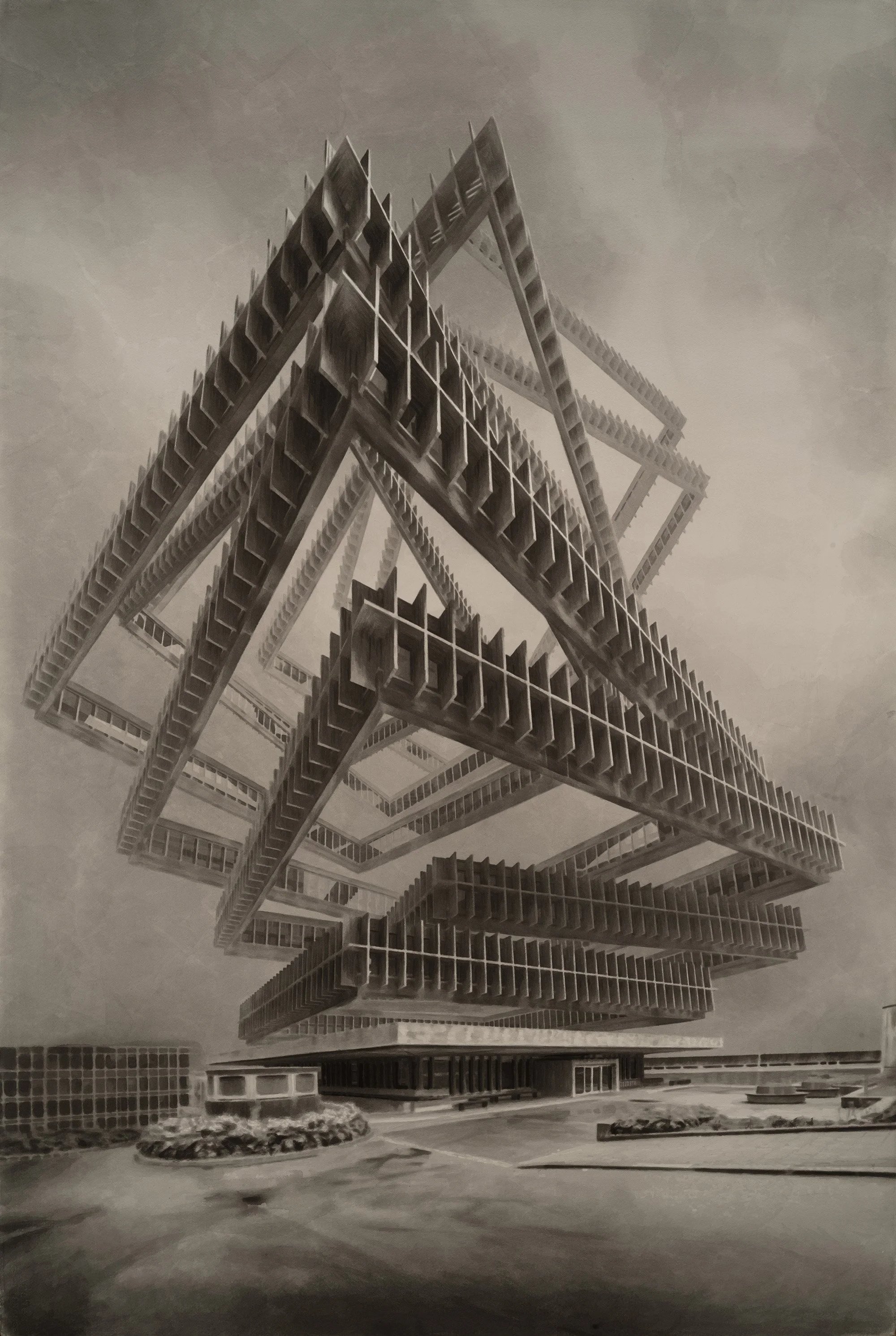 Den nye lyden III (2025), ink wash on paper