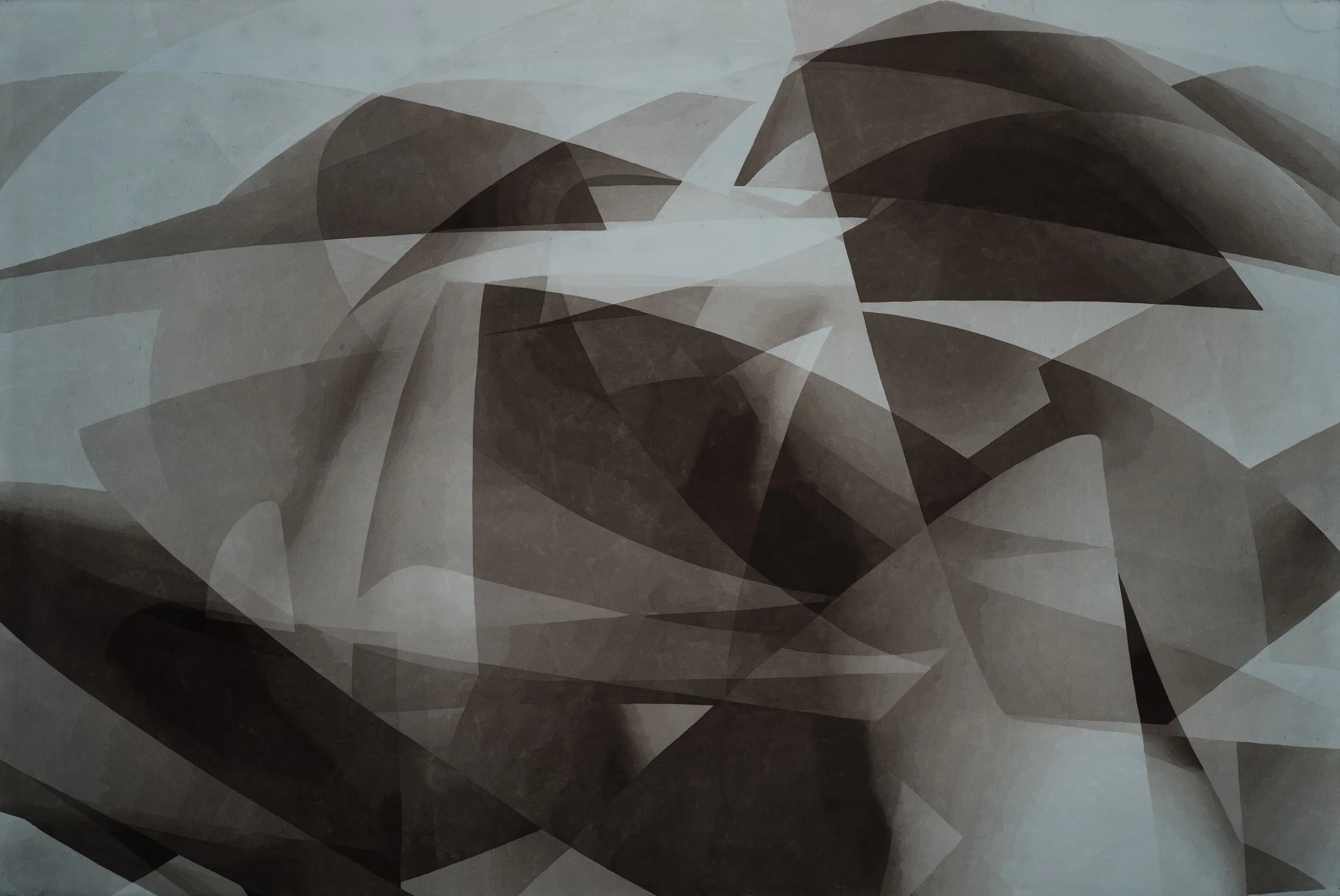 Fra det grønne rommet II (2025), ink wash and watercolor on paper