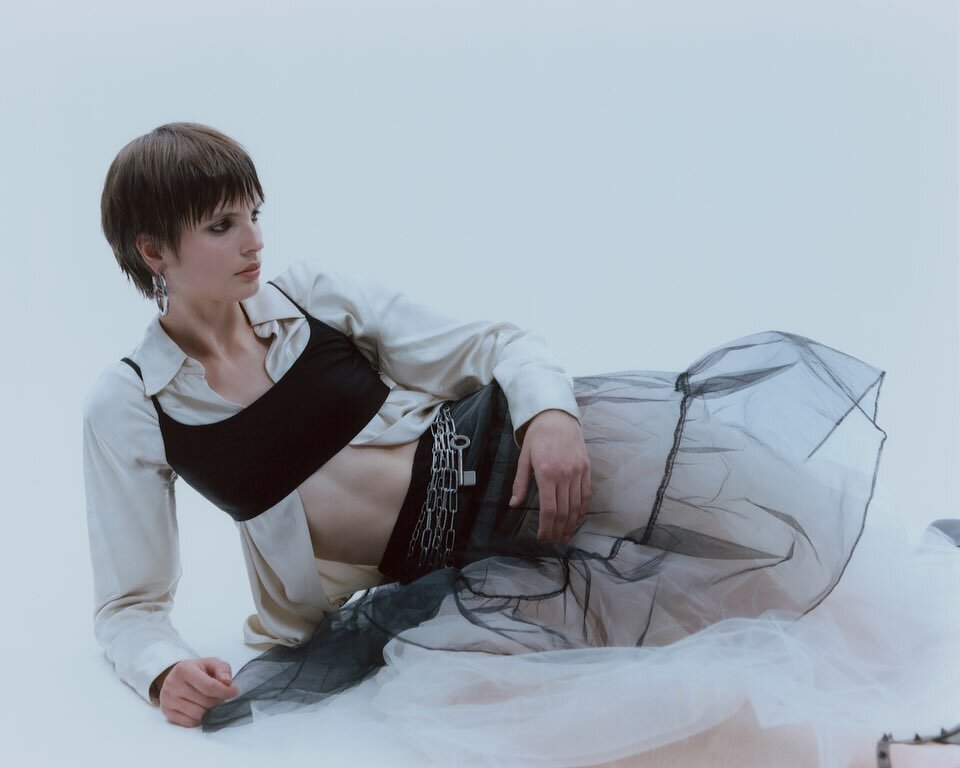 arv&reg; -  tulle skirt and key-chain top, steel choker and elongated zipper trousers featured in @teethmag editorial &ldquo;seeker&rdquo;🖤

photographer @edgumuchian 
stylist @denisbjerregaard 
makeup @andreabrondsted 
hair @sabiiish_1 
models @oce