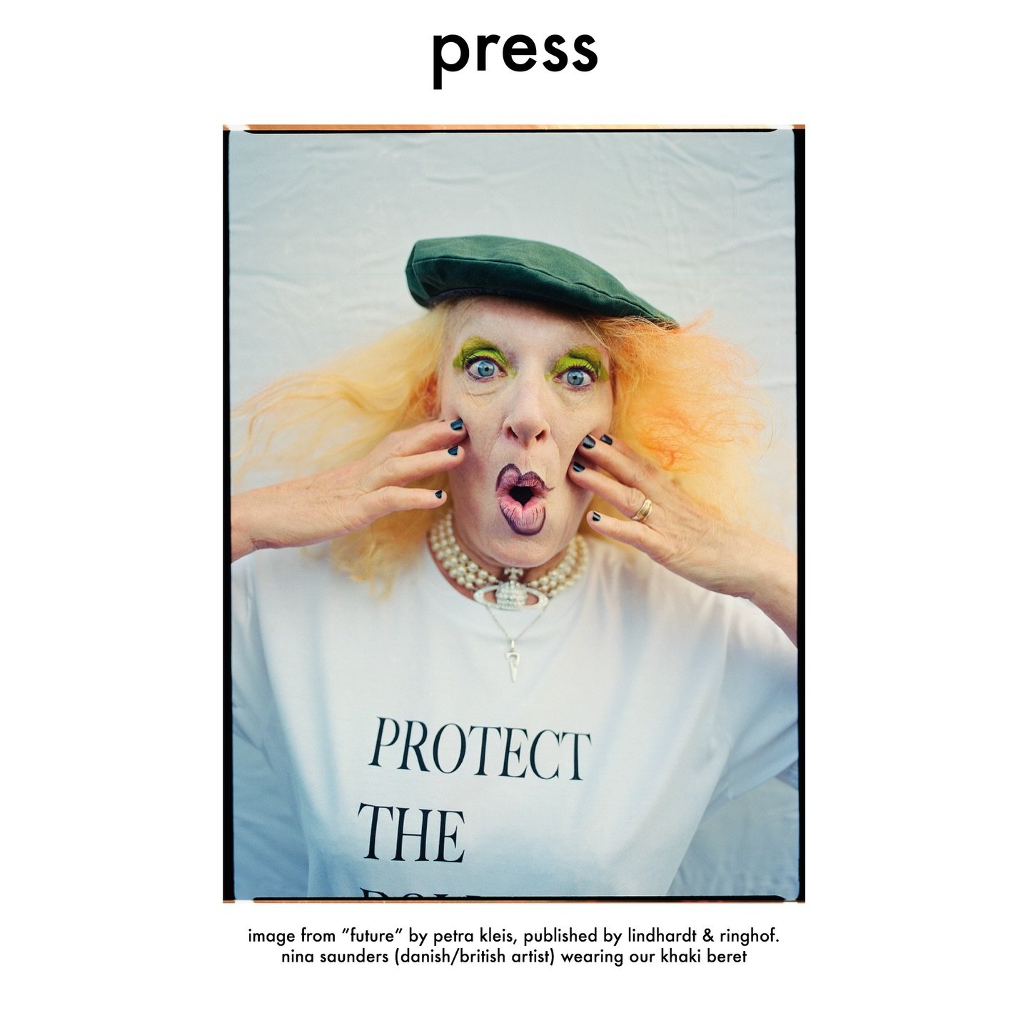 Image from &ldquo;future&rdquo; by @petra_kleis, published by @lindhardtogringhof. @saunders_studio wearing (danish/british artist) wearing our khaki beret
