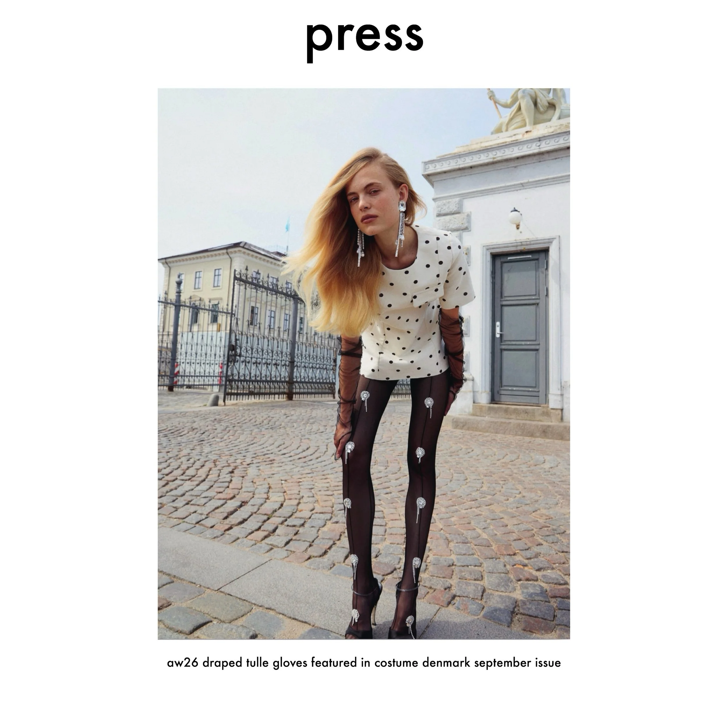 aw26 draped tulle gloves featured in @costumedk september issue

photographer @jettejors
stylist @christian___hansen
hairartist @mariannejensenhair
mua @vivipilgaard.artist 
talent @rikke.nora @scoopmodels