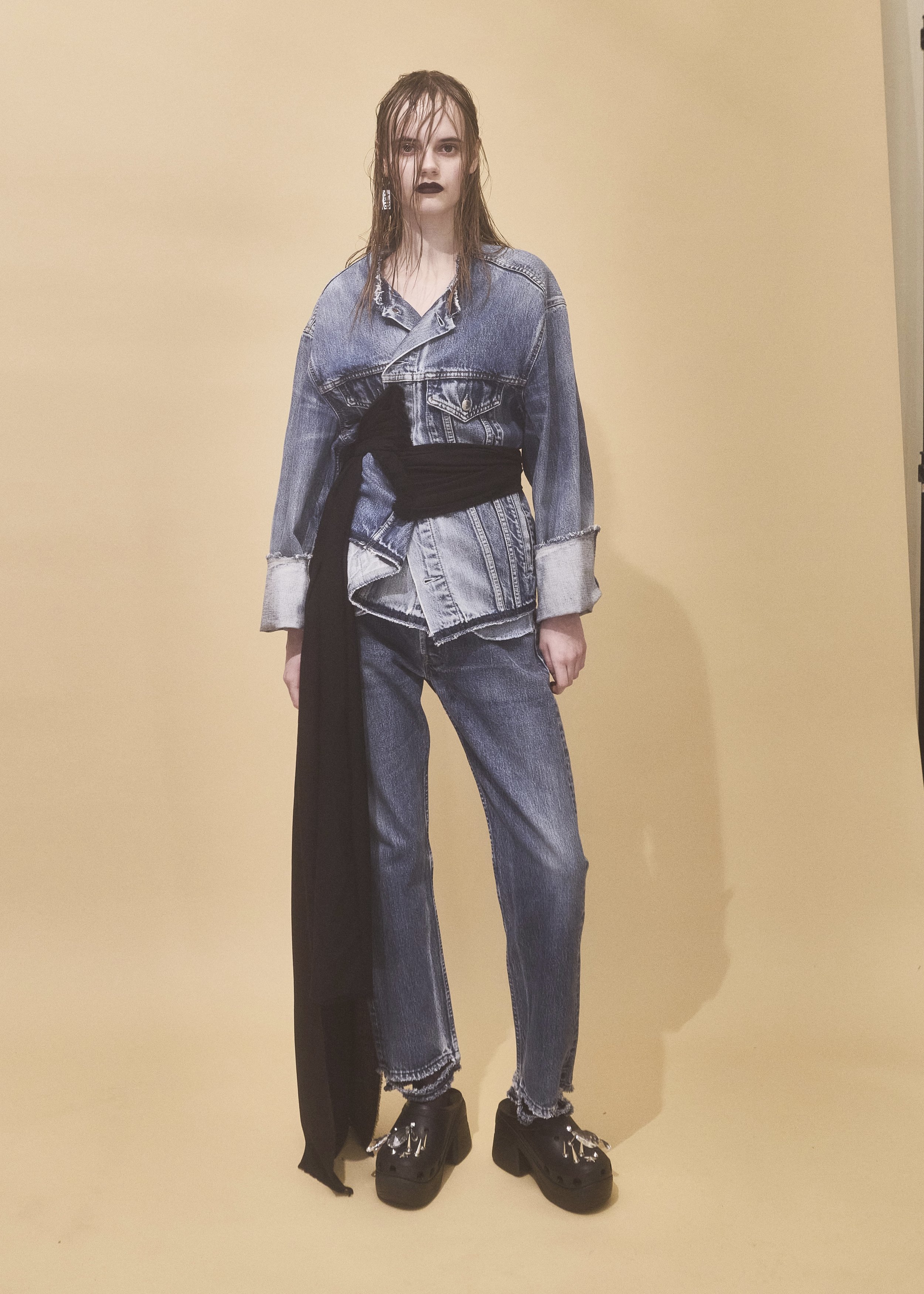 UPCYCLED AND DECONSTRUCED DENIM JACKET WITH DRAPED WRAP WOOL CLOSURE 1.jpg