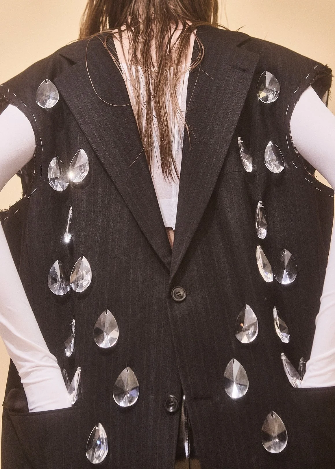 DECONSTRUCTED PINSTRIPE WOOL BLAZER WITH VINTAGE CHANDELIER CRYSTALS EMBELLISHMENT 3.jpg