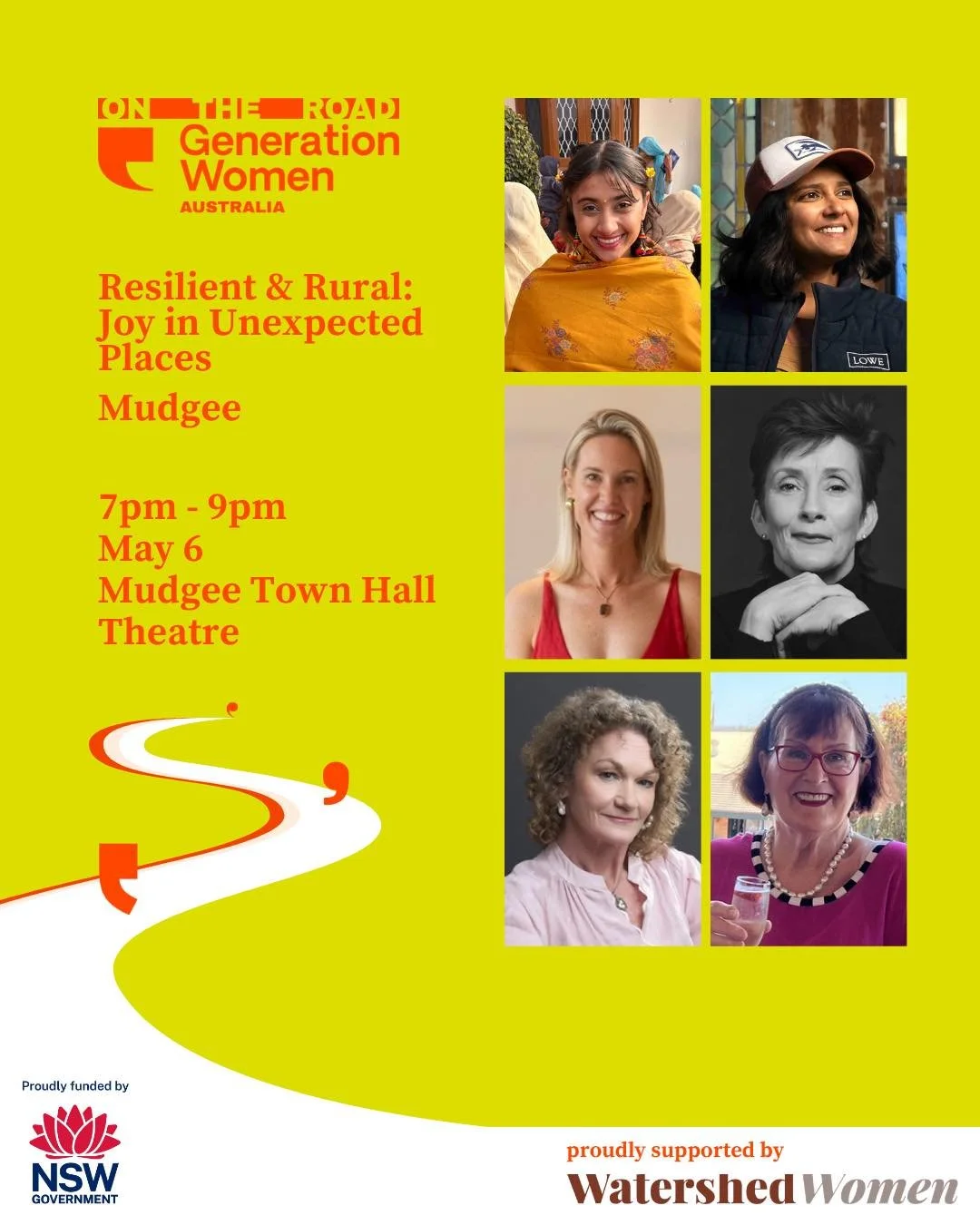 Mudgee...get ready!

Our Generation Women On the Road tour is heading to our second show in region, and May's theme is 'Resilient &amp; Rural: Joy in Unexpected Places.'

Regional life brings its share of challenges, but also its moments of joy. Thes