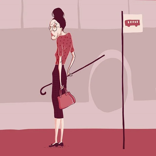 "Frêle"
.
.
#inkotober2019 #frele  #frail  #illustration #grandma #mamie #tatiedanielle #bus #dessin #illustratrice #instaart #art #designer #DA #work #freelance #graphisme  #insta #instapic #instafollow #artist #arts #artistsoninstag